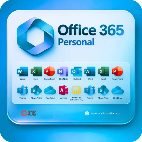 Microsoft Office 365 Personal subscription with Word, Excel, PowerPoint, Outlook, OneDrive, Teams, and premium Office apps – Available at OFE IT Solution Bangladesh