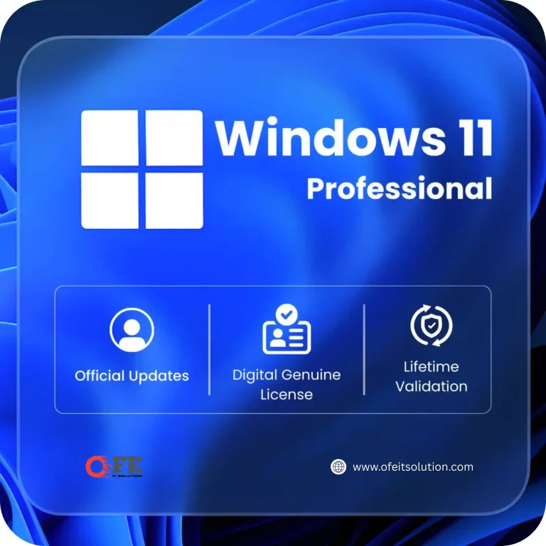 Windows 11 Pro genuine digital license key with lifetime activation, official Microsoft updates, and secure Windows 11 Professional license – Available at OFE IT Solution Bangladesh